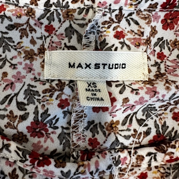 Max Studio Blouse Top Womens XS Multicolor Floral Ruffle Flutter Sleeves Peasant - Picture 6 of 12